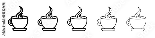 cappuccino icon thin outline logo mark set