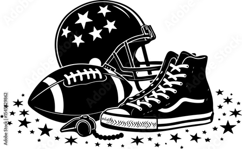 American Football Gear and Players Set vector bundle