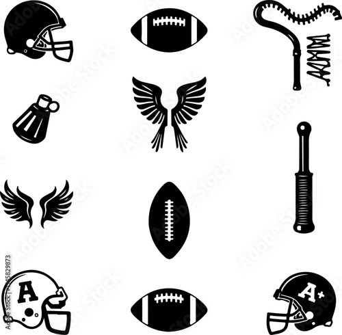 American Football Gear and Players Set vector bundle