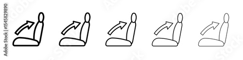 Car seat adjustment icon thin outline logo mark set