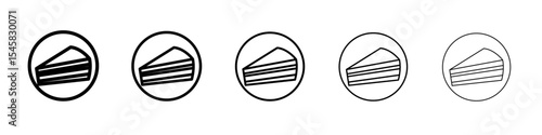 Cheesecake icon thin outline logo mark set