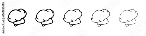 Chef hat icon thin outline logo mark set