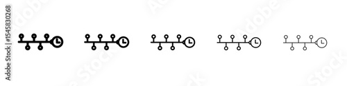 Chronology icon thin outline logo mark set