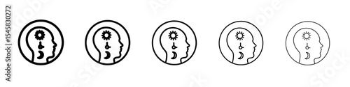 Circadian rhythms icon thin outline logo mark set
