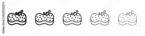Cleaning sponge icon thin outline logo mark set