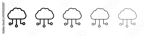 Cloud Marketing icon thin outline logo mark set