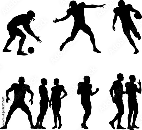 American Football Gear and Players Set vector bundle