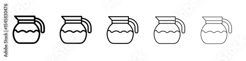coffee pot icon thin outline logo mark set