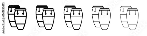 Conga drum icon thin outline logo mark set