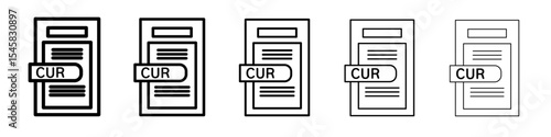 CUR File Document Icon thin outline logo mark set