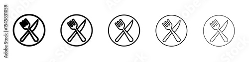 Cutlery icon thin outline logo mark set