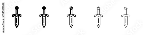 dagger icon thin outline logo mark set