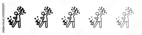 dance icon thin outline logo mark set