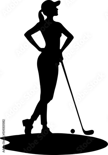 Golfer Silhouette on Course - Leisure Sport Vector