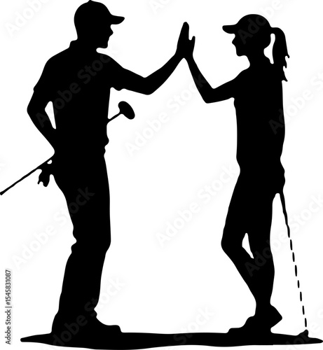 Golfer Silhouette on Course - Leisure Sport Vector