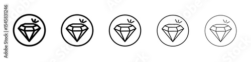 diamond icon thin outline logo mark set
