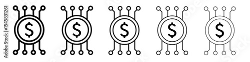 Digital Currency icon thin outline logo mark set