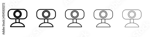 Digital Webcam icon thin outline logo mark set