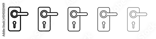 Door knob icon thin outline logo mark set