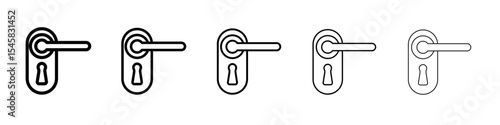 Door knob icon thin outline logo mark set