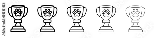 Dog competition icon thin outline logo mark set