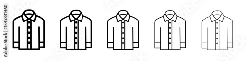 dress shirt icon thin outline logo mark set