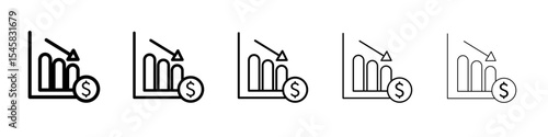 Economic Loss icon thin outline logo mark set