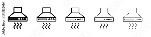 Extractor Hood icon thin outline logo mark set