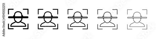 face detection icon thin outline logo mark set