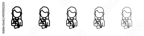 Female Teacher icon thin outline logo mark set