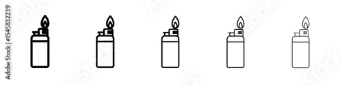 fire lighter icon thin outline logo mark set