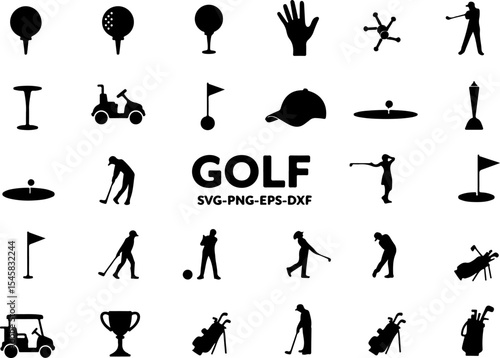 Golf Player Swing Silhouette Logo vector
