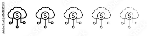 fintech industry icon thin outline logo mark set