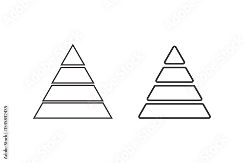 Triangular pyramid infographic vector icon set.Blue pyramid infographic templates collection. Triangle hierarchy data segments collection. Business concept. Vector illustration