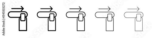 Horizontal swipe Flick Icon thin outline logo mark set