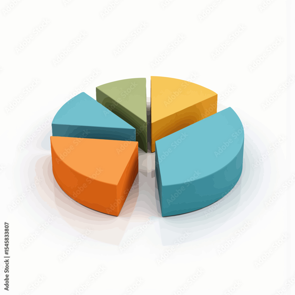 Obraz premium 3D pie chart in vibrant colors representing data distribution 