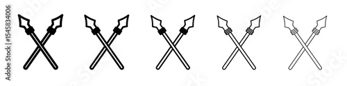 lance icon thin outline logo mark set