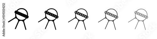 Linear sputnik icon thin outline logo mark set