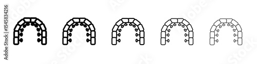 lingual braces icon thin outline logo mark set