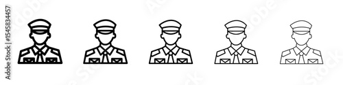 Male chief officer icon thin outline logo mark set