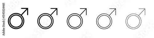Male Symbol icon thin outline logo mark set