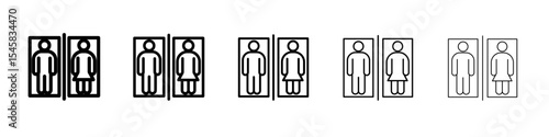 man and woman toilet sign icon thin outline logo mark set