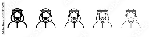 man in wearing a keffiyeh icon thin outline logo mark set