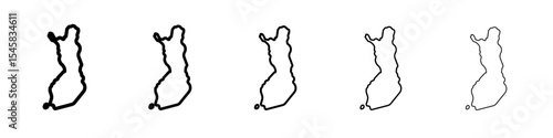 map of Finland icon thin outline logo mark set