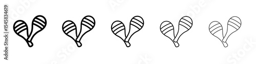 Maracas icon thin outline logo mark set