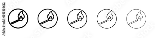 Matches icon thin outline logo mark set