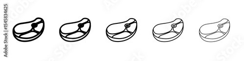meat icon thin outline logo mark set