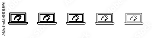 Network speed test icon thin outline logo mark set
