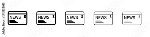 Newspaper icon thin outline logo mark set