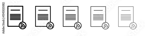 News Feed icon thin outline logo mark set